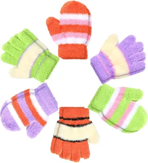 SATINIOR 6 Pairs Toddler Knitted Gloves Kids Winter Warm Stretchy Mittens Soft Lightweight Mittens for Boys and Girls