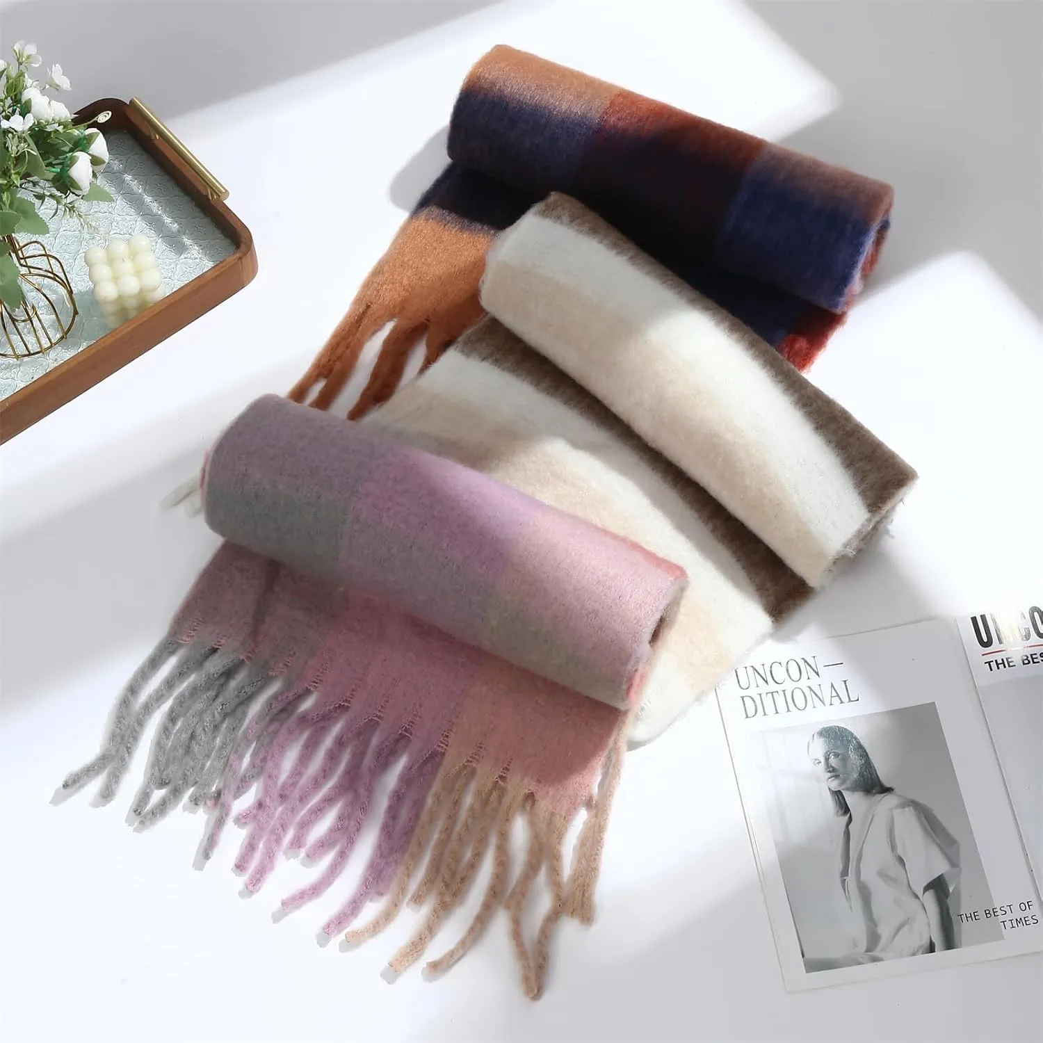 Scarf for Women Cashmere Scarves Pashmina Shawls Wraps Super Soft Classic Winter Scarfs for Evening Dresses Gifts