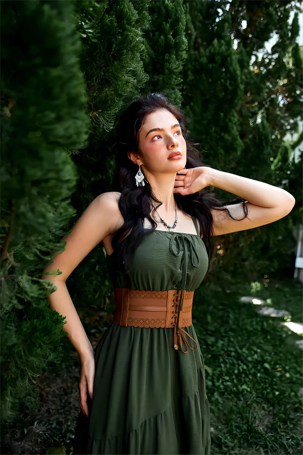 Scarlet Darkness Costume Belts for Women Wide Elastic Waist Cinch Belts Lace-up Corset Belts