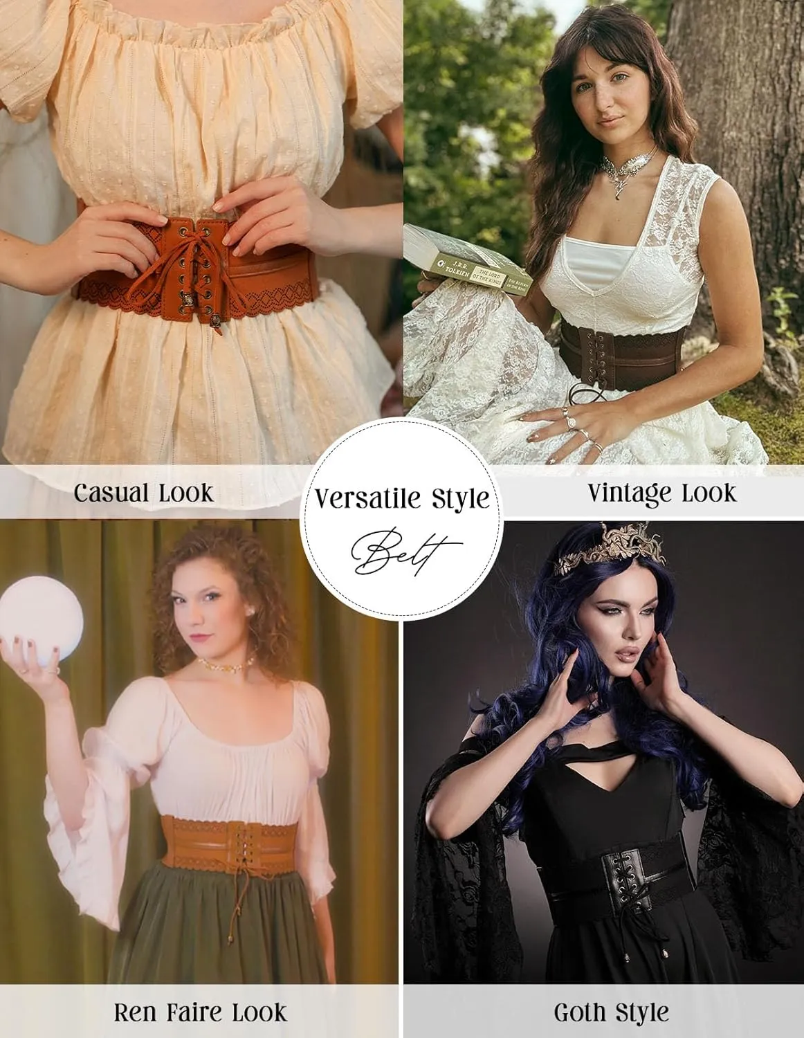 Scarlet Darkness Costume Belts for Women Wide Elastic Waist Cinch Belts Lace-up Corset Belts