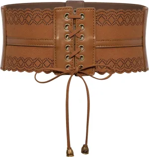 Scarlet Darkness Costume Belts for Women Wide Elastic Waist Cinch Belts Lace-up Corset Belts