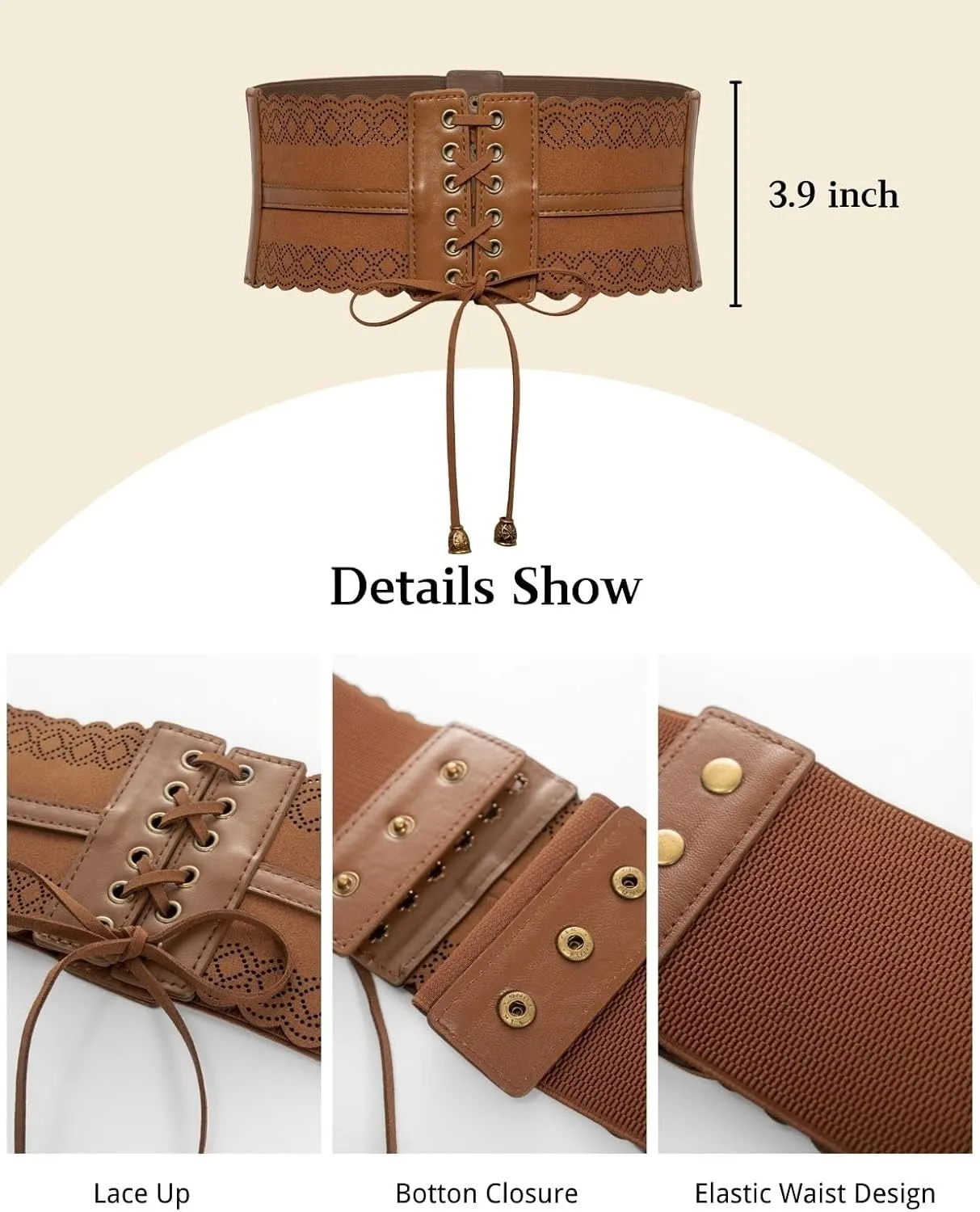 Scarlet Darkness Costume Belts for Women Wide Elastic Waist Cinch Belts Lace-up Corset Belts