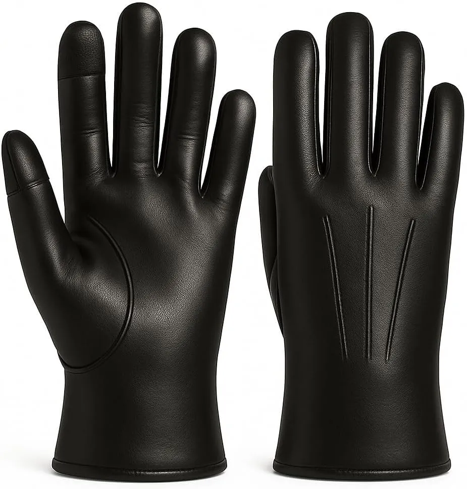 Sheepskin Leather Gloves with Touchscreen Capability and Winter Fur Lining  Warm Driving Gloves for Men & Women
