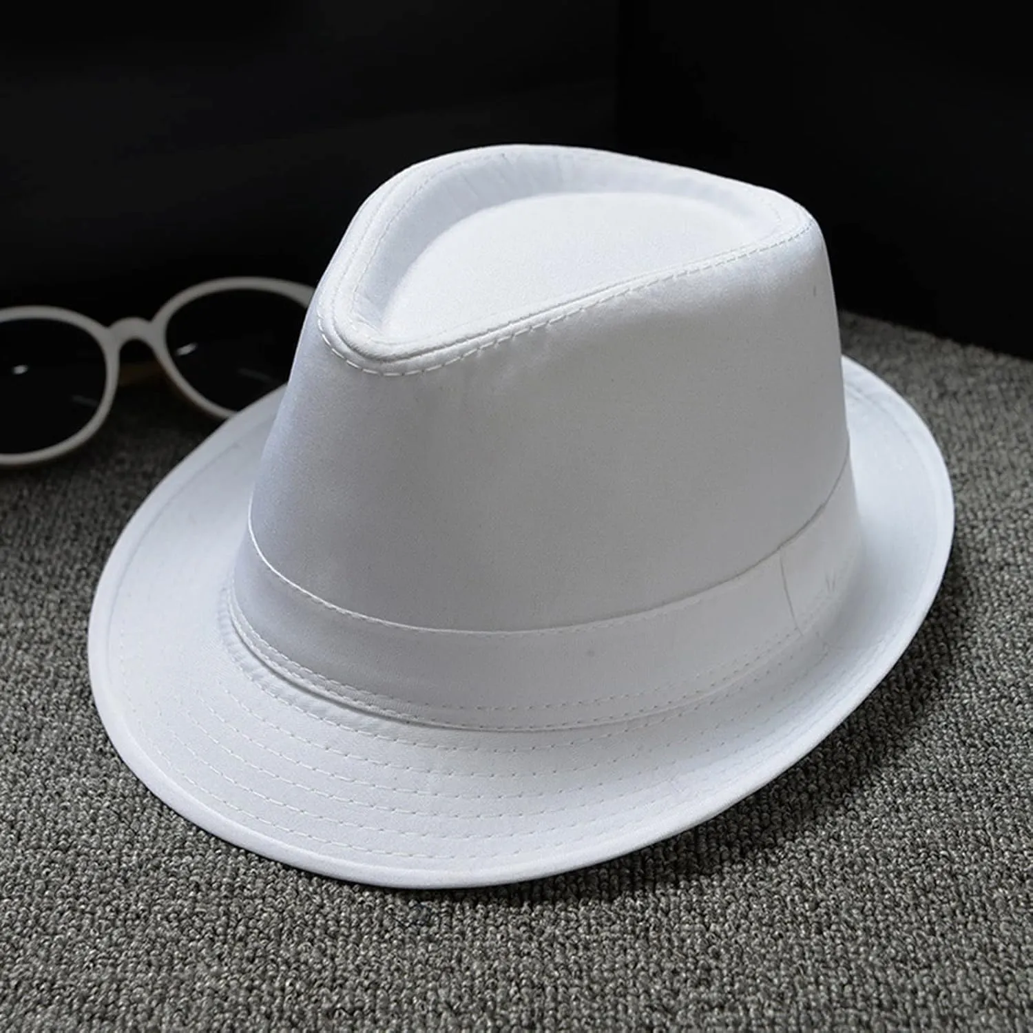 Short Brim Fedora Hats for Women and Men Classic Panama Hat Men's Dress Hat with Belt Buckle
