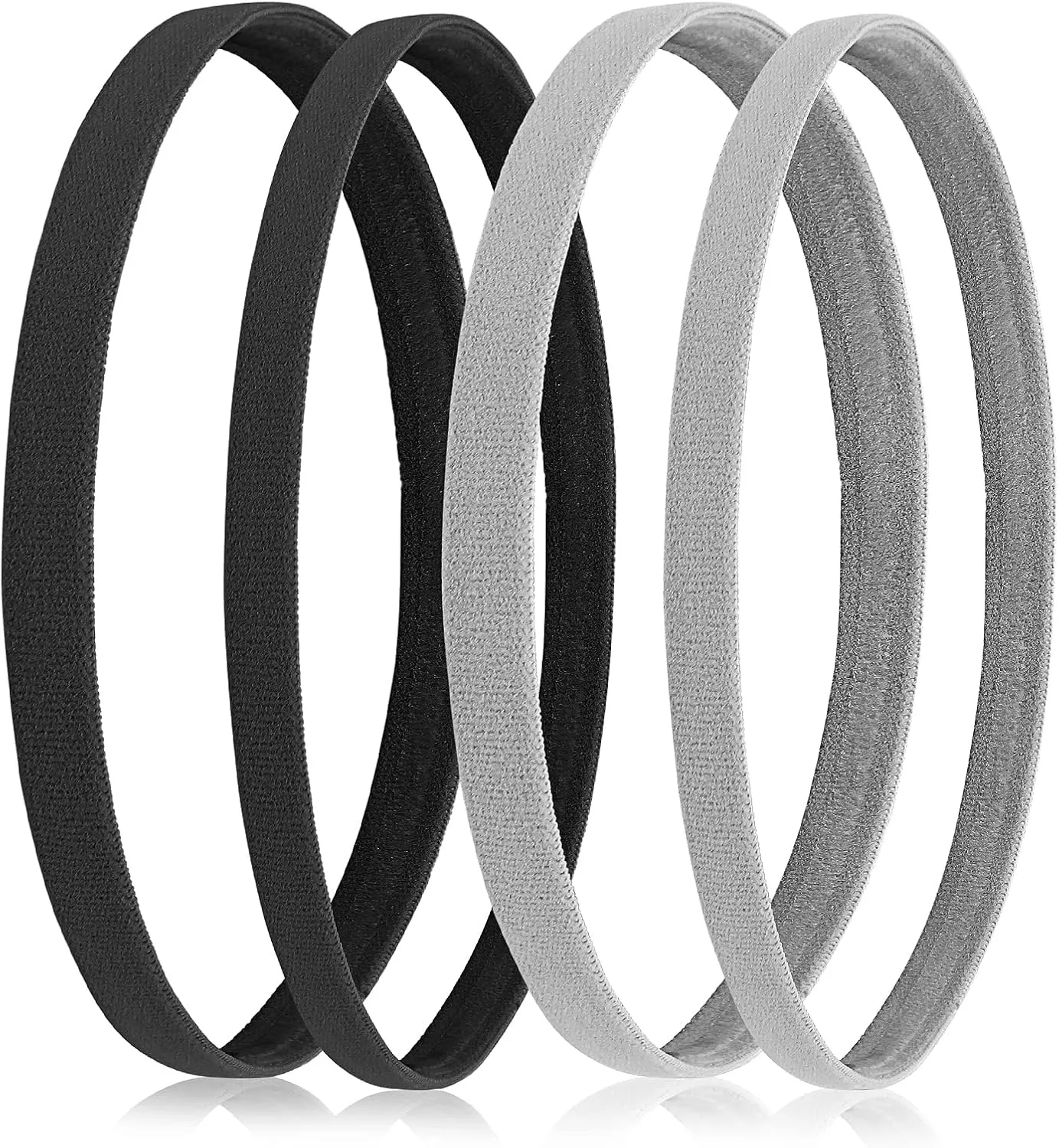Sibba 4 Pieces Athletic Sports Headband Elastic Thin Hair Bands Non Slip Silicone Grip Skinny Yoga Exercise Soccer Sweatband Headwear for Boys Men Girls Women