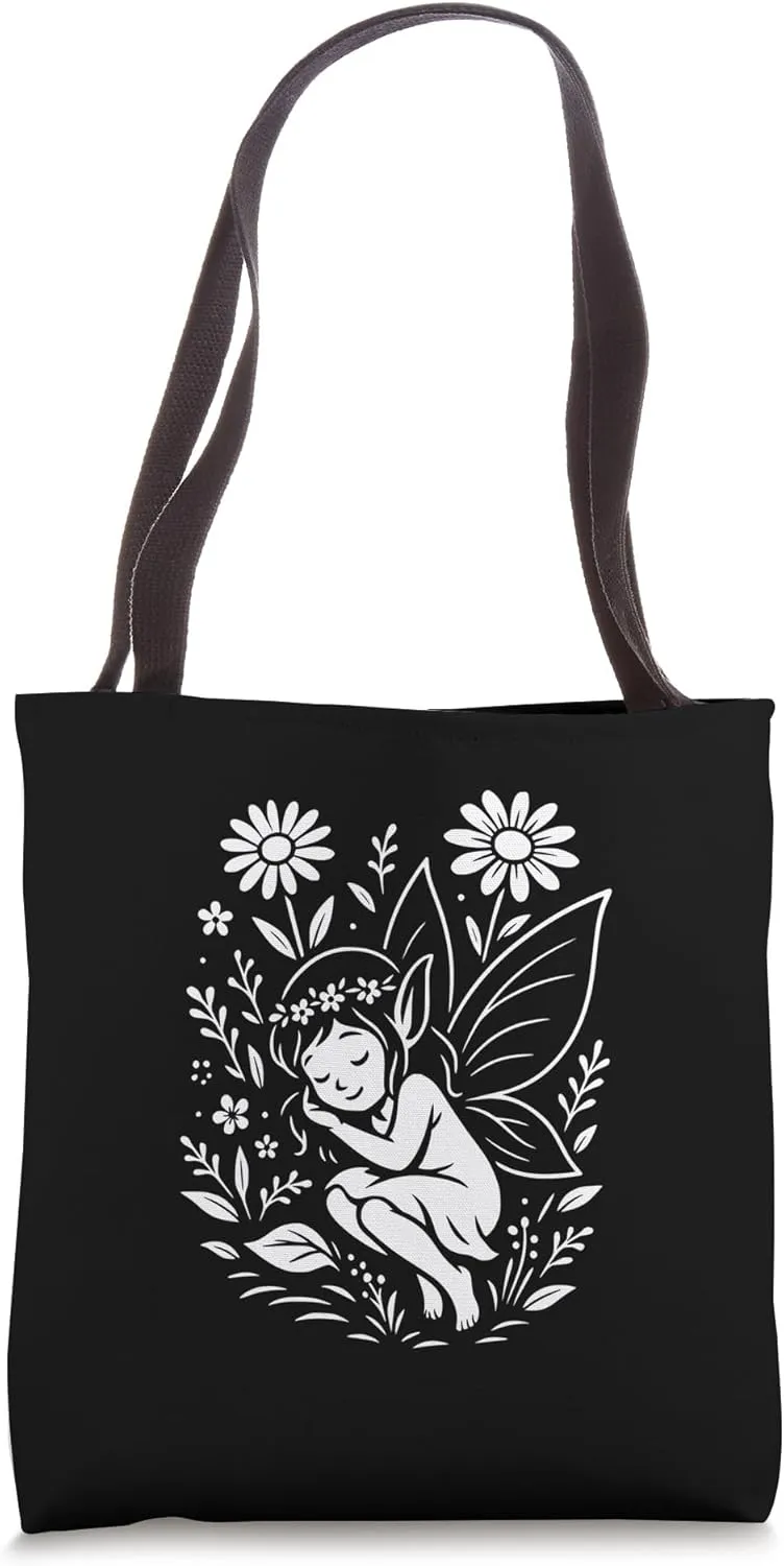 Sleeping Fairy in Flower Meadow Tote Bag