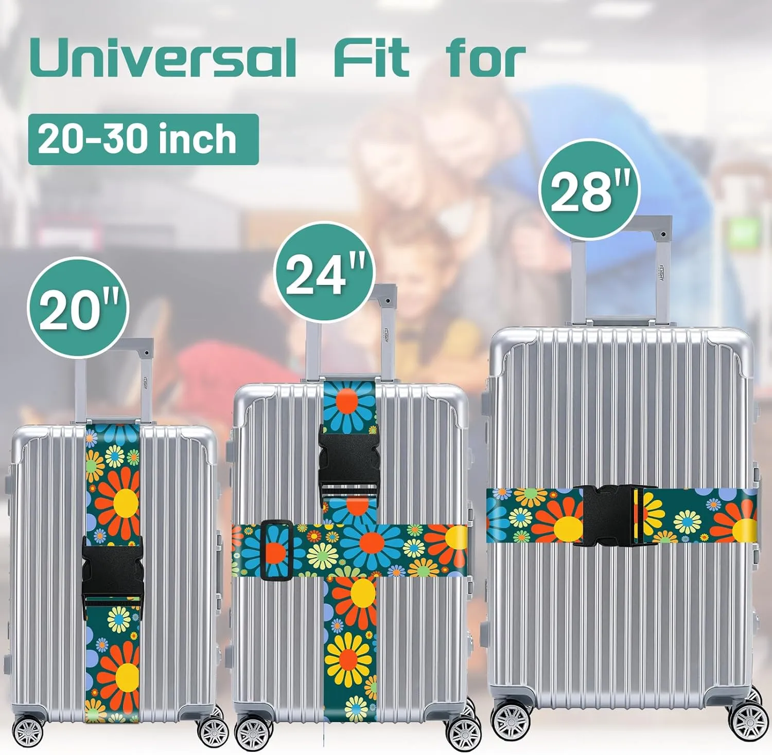Slohif Luggage Straps for Suitcases Travel Belt Accessories Luggage Connector Identifiers 2 Pack Over Handle with Buckle Unique Nylon Adjustable Strap for Sleeping Bag Car Seat Cartoon Flower
