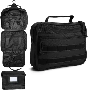SMONT Toiletry Bag for Men Travel Toiletry Organizer Dopp Kit Travel Organizer Toiletries Bag Shaving Hygiene Bag Bathroom Hanging Men's Toiletry Bag for Short Trips Black