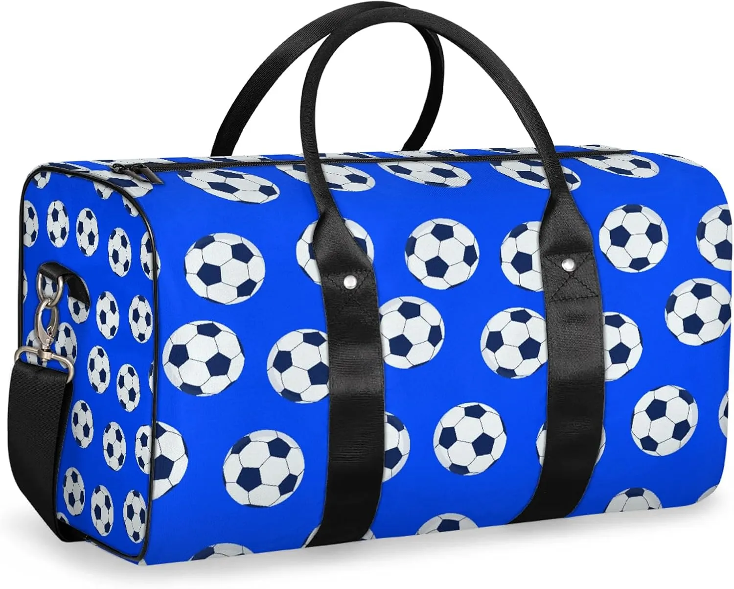 Soccer Travel Duffle Bag, Weekender Bags for Women Men Blue Carry on Overnight Bag Waterproof Gym Bags, Hospital Bag for Labor and Delivery