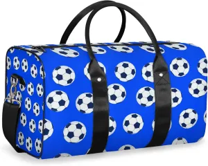 Soccer Travel Duffle Bag, Weekender Bags for Women Men Blue Carry on Overnight Bag Waterproof Gym Bags, Hospital Bag for Labor and Delivery