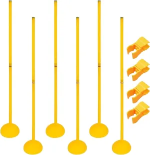 Splicable Soccer Agility Poles with Water or Sand Filling Base, Athletes & Kids PVC Coaching Sticks for Speed and Agile Training, Set of 6 Outdoor Dog Obstacle Course Exercise
