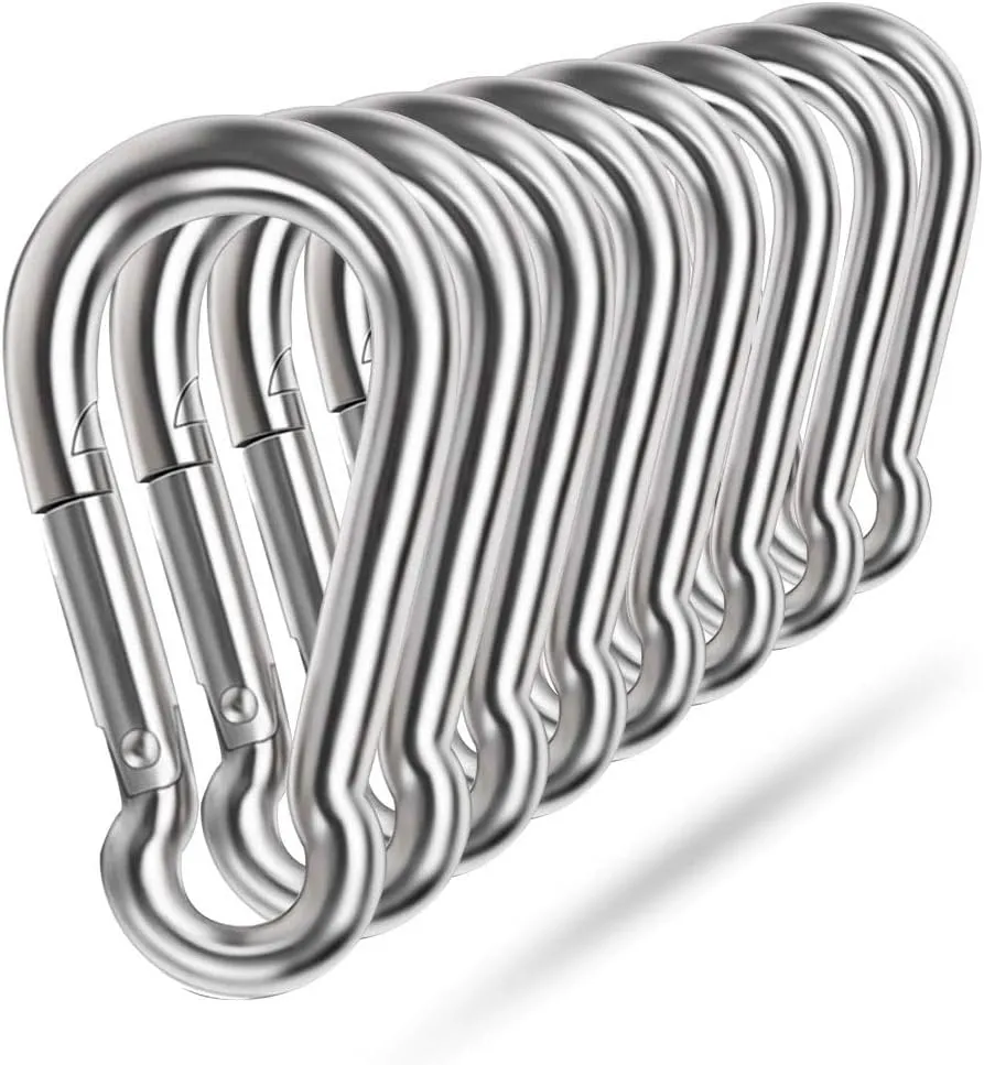 Spring Snap Hooks, 304 Stainless Steel Metal Clip Heavy Duty Rope Connector Small Snap Clamp Key Chain Link Buckle for Hammock Swing Set Outdoor Travel Camping Fishing Hiking