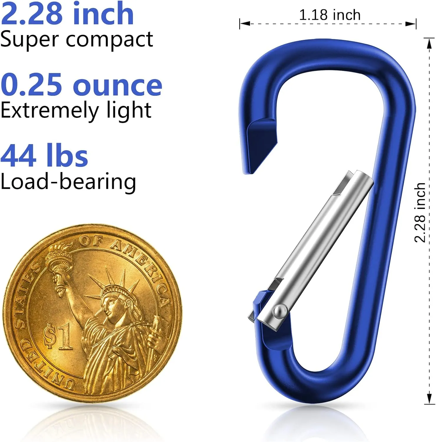 sprookber 2.28" Small Carabiner Clip Keychain, D Ring Caribeaner Clip, Key Clip Caribeener Multipurpose, Set of 20 Pack