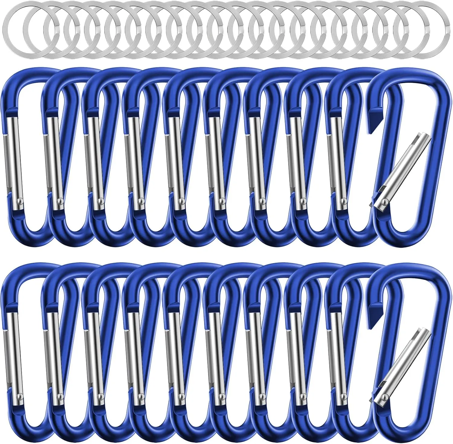 sprookber 2.28" Small Carabiner Clip Keychain, D Ring Caribeaner Clip, Key Clip Caribeener Multipurpose, Set of 20 Pack