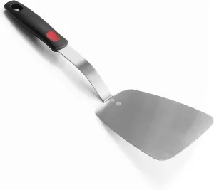 Stainless Steel Flexible Spatula Solid Turner, XiaoZu Thin Metal Spatula for Cast Iron Skillet, Thin Blade and Heat Resistant Silicone Handle, Great for Egg, Cookie, Meat, Crep, Large