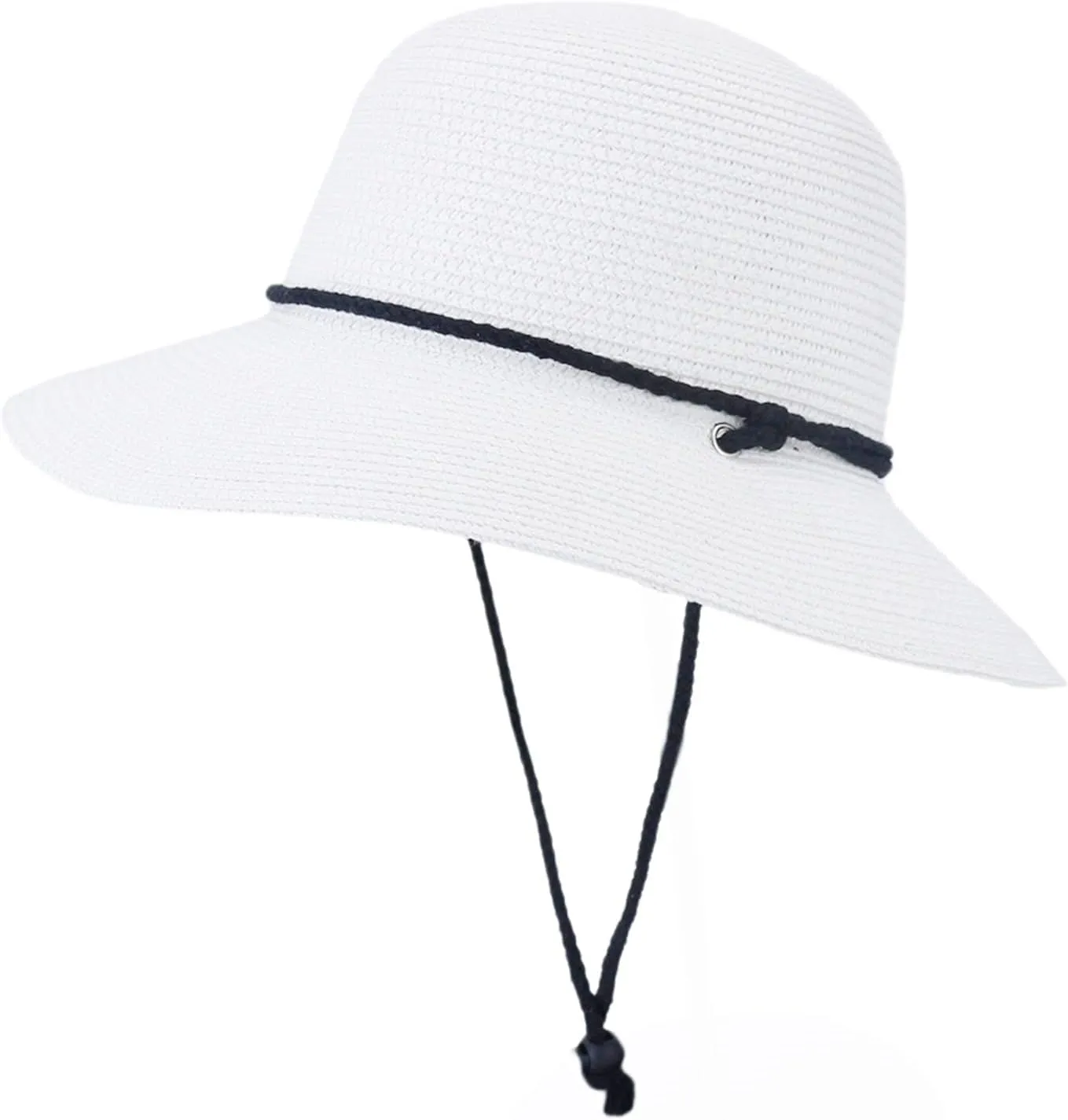 Straw Boater Fedora Hat Neutral Adjustable Chin Strap Foldable V ?Protectio Beach Vacation Fishing Sun Hat