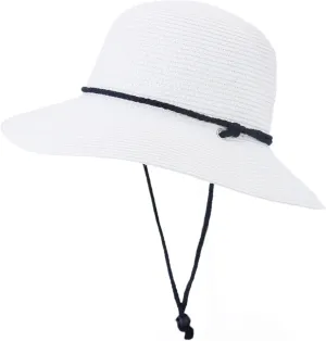 Straw Boater Fedora Hat Neutral Adjustable Chin Strap Foldable V ?Protectio Beach Vacation Fishing Sun Hat