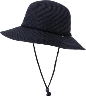 Straw Boater Fedora Hat Neutral Adjustable Chin Strap Foldable V ?Protectio Beach Vacation Fishing Sun Hat