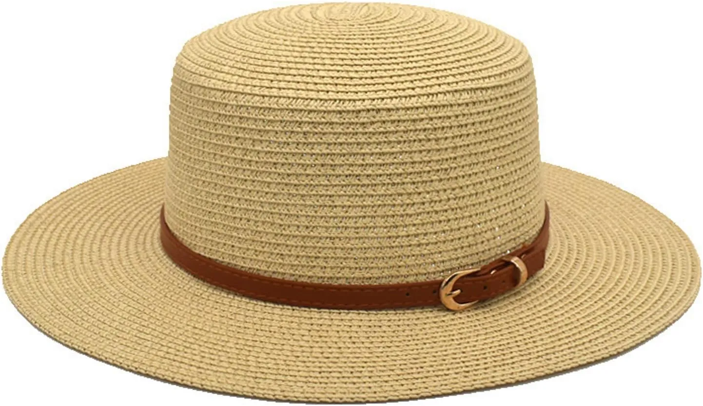 Straw Boater Hat Women&Men Panama Fedora Wide Brim V Protectio Beach Vacation Fishing Hiking Sun Hats