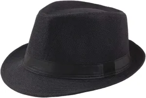 Straw Fedora Hats for Men Short Brim Trilby Hat Sun Protection Panama Caps