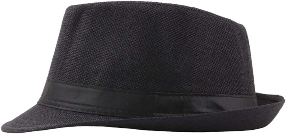 Straw Fedora Hats for Men Short Brim Trilby Hat Sun Protection Panama Caps