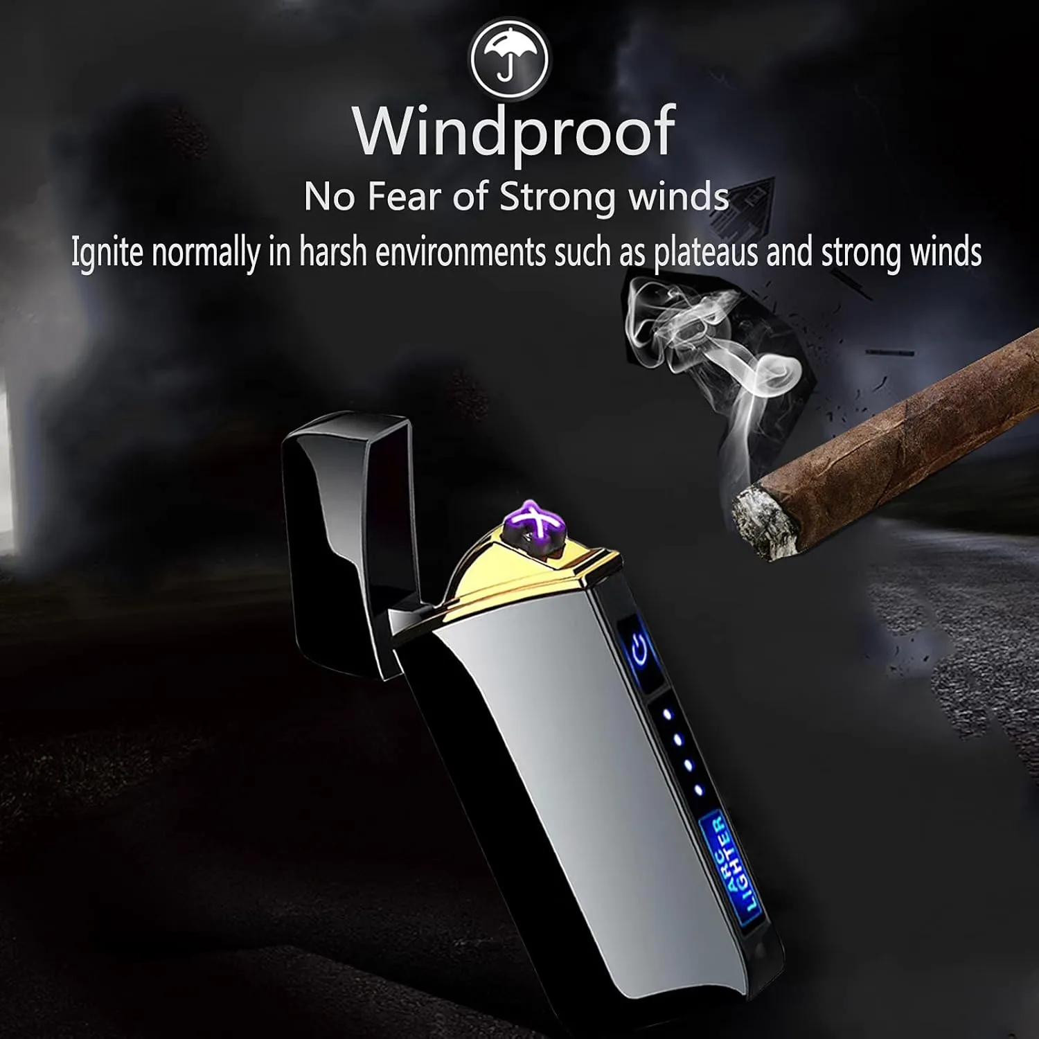 T3-Silver Ice Smart Electric Lighter - USB Rechargeable, Windproof, Flameless, Lightweight Plasma Lighter for Fire, BBQs, Fireworks, Candle, Camping - Outdoors Indoors