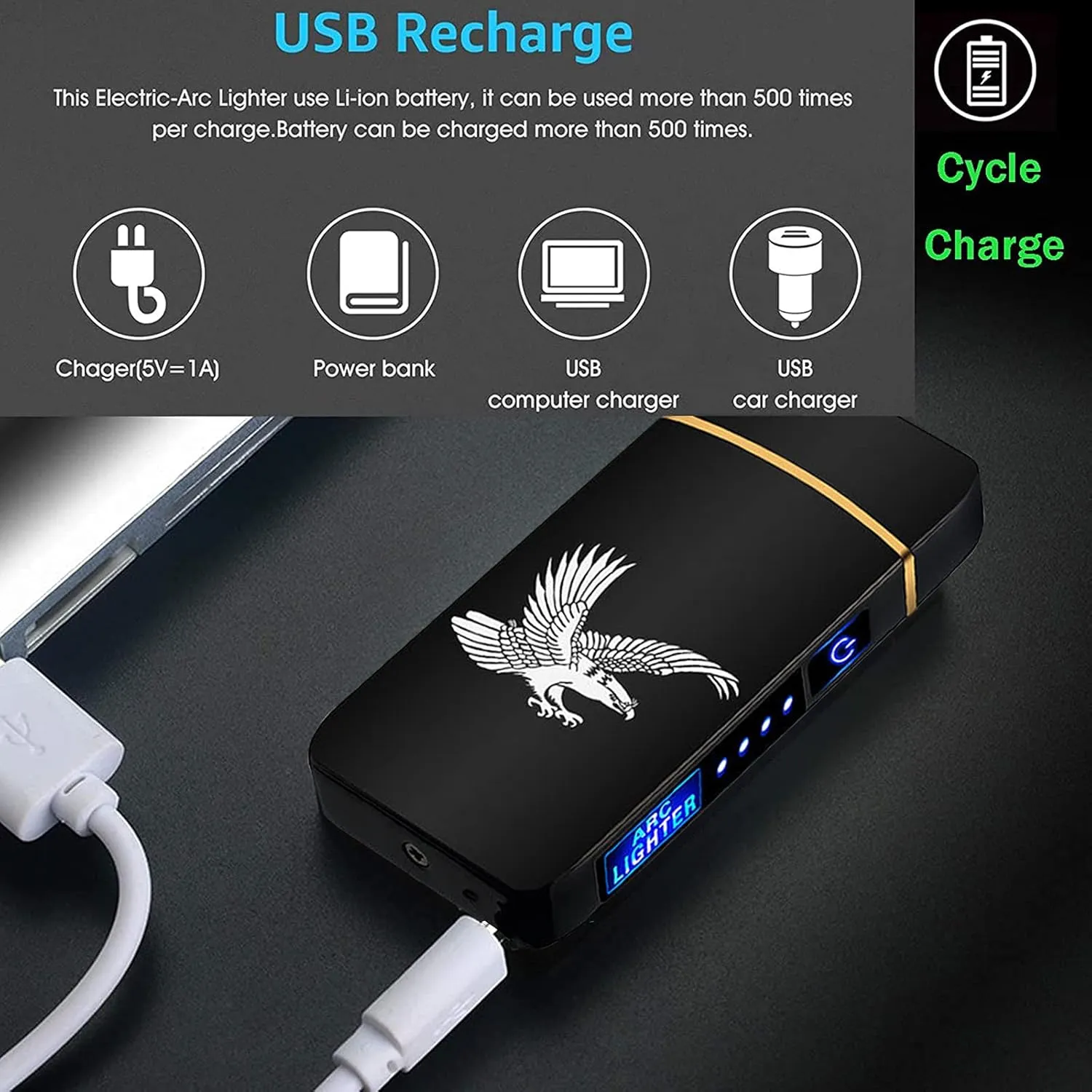 T3-Silver Ice Smart Electric Lighter - USB Rechargeable, Windproof, Flameless, Lightweight Plasma Lighter for Fire, BBQs, Fireworks, Candle, Camping - Outdoors Indoors