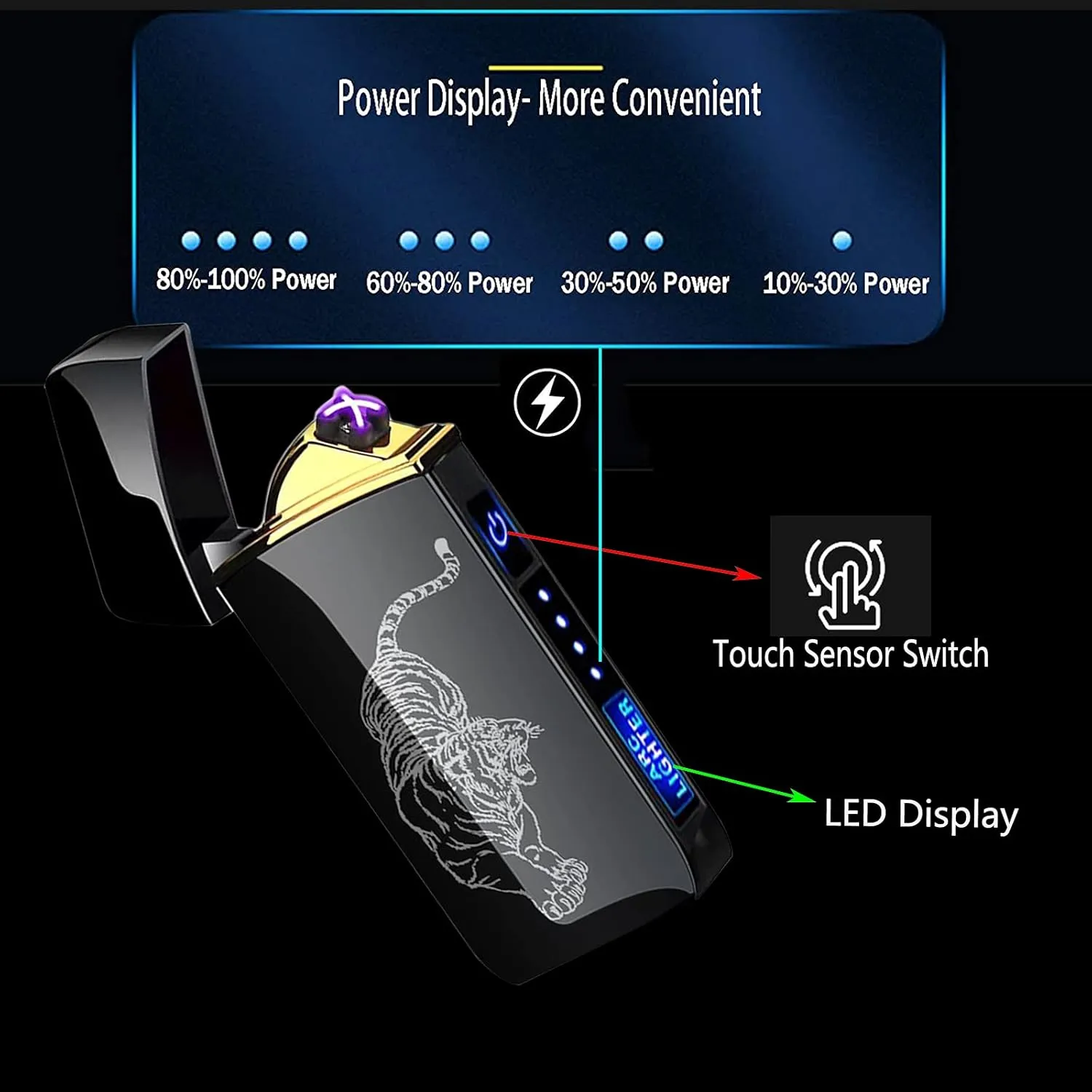 T3-Silver Ice Smart Electric Lighter - USB Rechargeable, Windproof, Flameless, Lightweight Plasma Lighter for Fire, BBQs, Fireworks, Candle, Camping - Outdoors Indoors