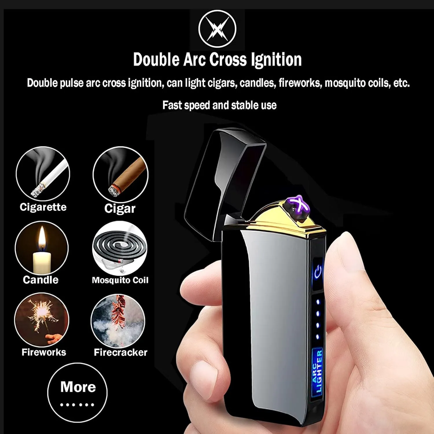 T3-Silver Ice Smart Electric Lighter - USB Rechargeable, Windproof, Flameless, Lightweight Plasma Lighter for Fire, BBQs, Fireworks, Candle, Camping - Outdoors Indoors