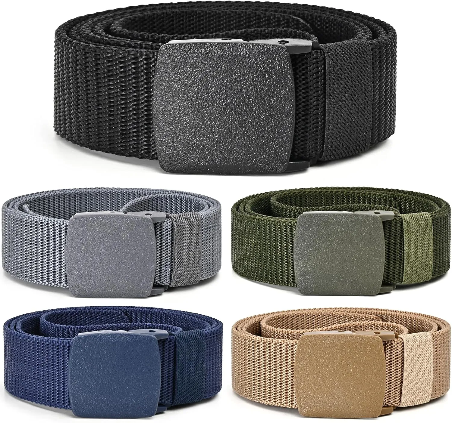 Tactical Men's Nylon Belts,5 Pack Mens Belts CasualMilitary Canvas Outdoor Metal-free Belts