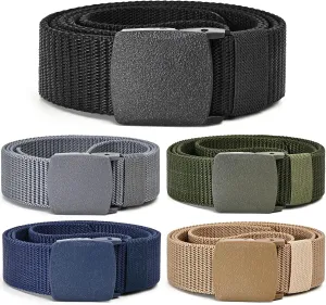 Tactical Men's Nylon Belts,5 Pack Mens Belts CasualMilitary Canvas Outdoor Metal-free Belts