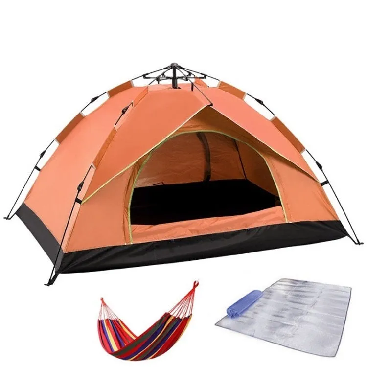 TC-014 Outdoor Beach Travel Camping Automatic Spring Multi-Person Tent For 2 People(Orange Mat Hammock)