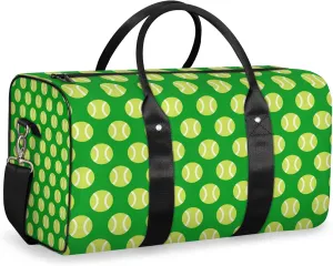 Tennis Ball Travel Duffle Bag, Weekender Bags for Women Men Sports Theme Green Carry on Overnight Bag Waterproof Gym Bags, Hospital Bag for Labor and Delivery