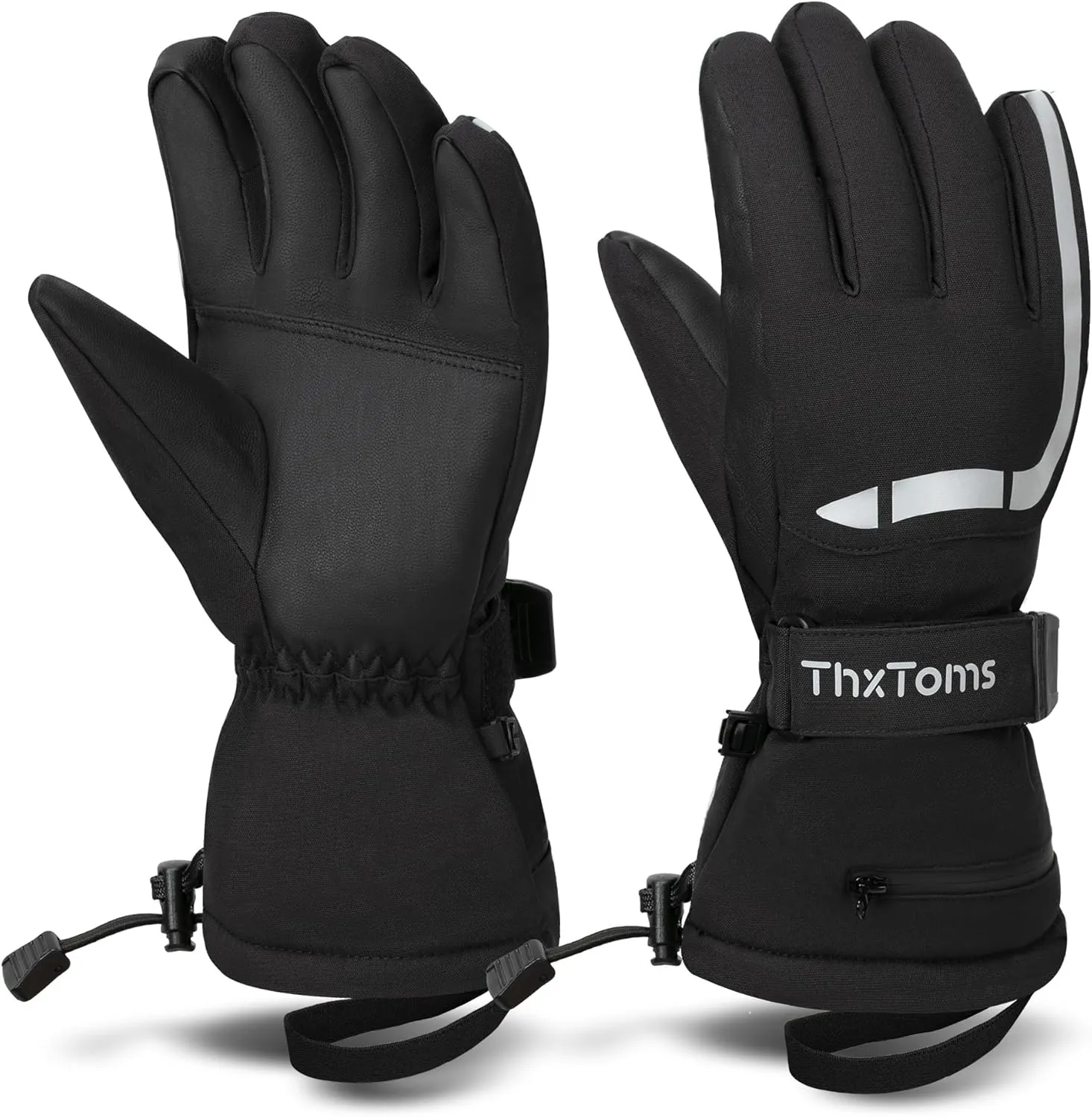 ThxToms Ski Gloves Snow Gloves for Men Women, Waterproof Winter Gloves, 3M Thinsulate Warm Gloves, Unisex Touchscreen Snowboarding Gloves, Men Women Gloves with Pocket for Cold Weather