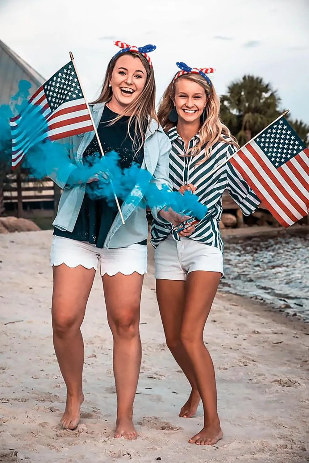 Tobeffect 4th of July Headbands for Women with Bow Non Slip - American Flag Women's Headbands Patriotic - Red White and Blue Rabbit Ear Hairbands for Independence Day 3 Packs