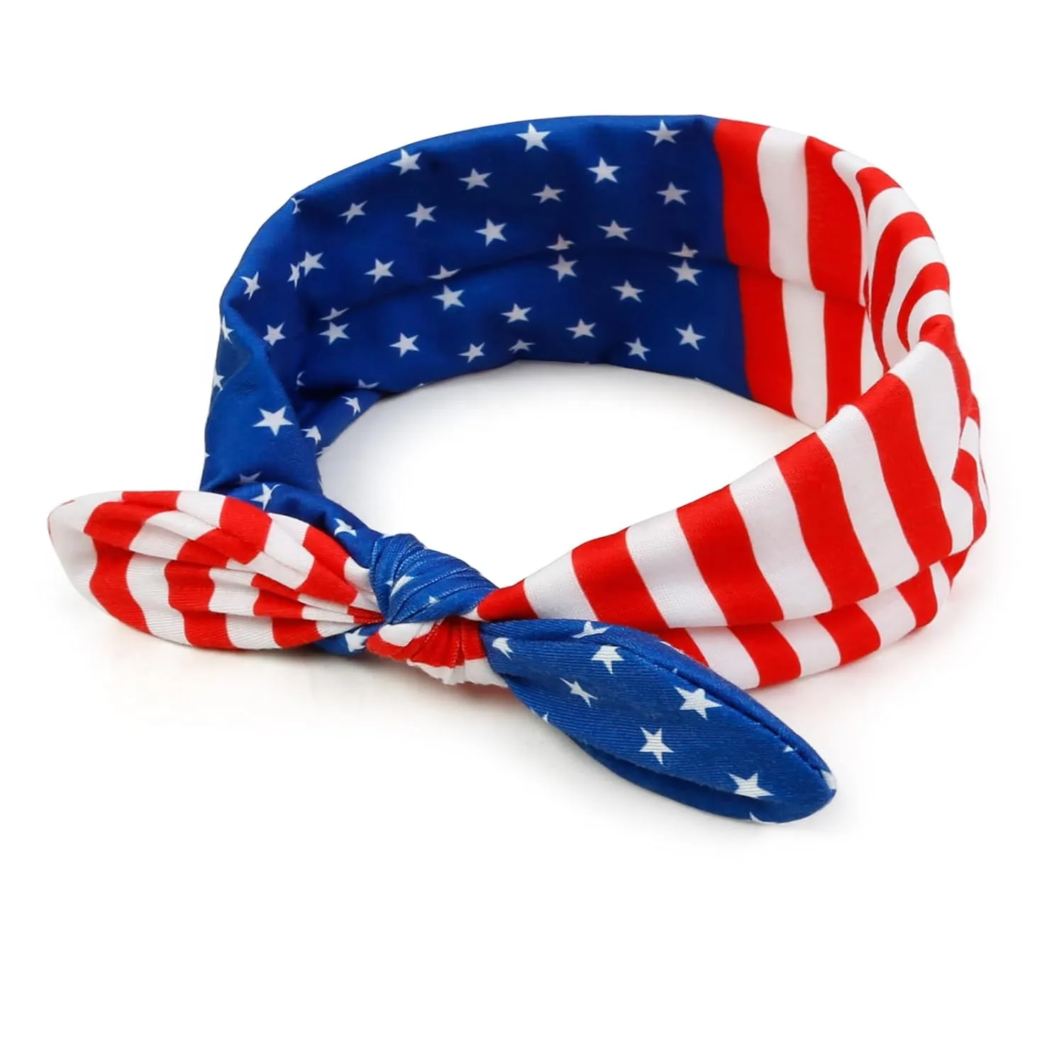 Tobeffect 4th of July Headbands for Women with Bow Non Slip - American Flag Women's Headbands Patriotic - Red White and Blue Rabbit Ear Hairbands for Independence Day 3 Packs