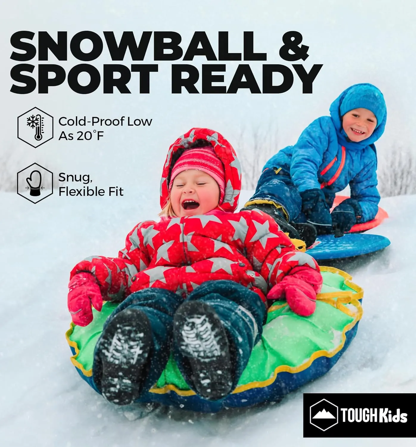 Tough Outdoors Kids Snow Gloves - Ski & Snowboarding Waterproof Insulated Winter Gloves for Girls, Boys & Toddlers