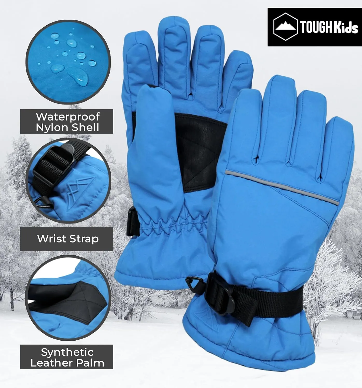 Tough Outdoors Kids Snow Gloves - Ski & Snowboarding Waterproof Insulated Winter Gloves for Girls, Boys & Toddlers