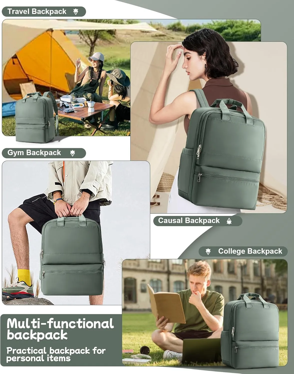 Travel Backpack Carry On Flight Approved Large Travel Backpack For Women Carry On Backpack Personal Item Travel Bag Laptop Teacher Backpack Work Backpack For Traveling On Airplane Army Green