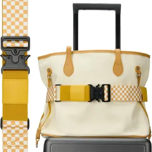 Travel Belt for Luggage, Adjustable Luggage Straps, Add a Bag Luggage Strap for Carry On Bag, Personalized Travel Accessories for Women & Men (Yellow)