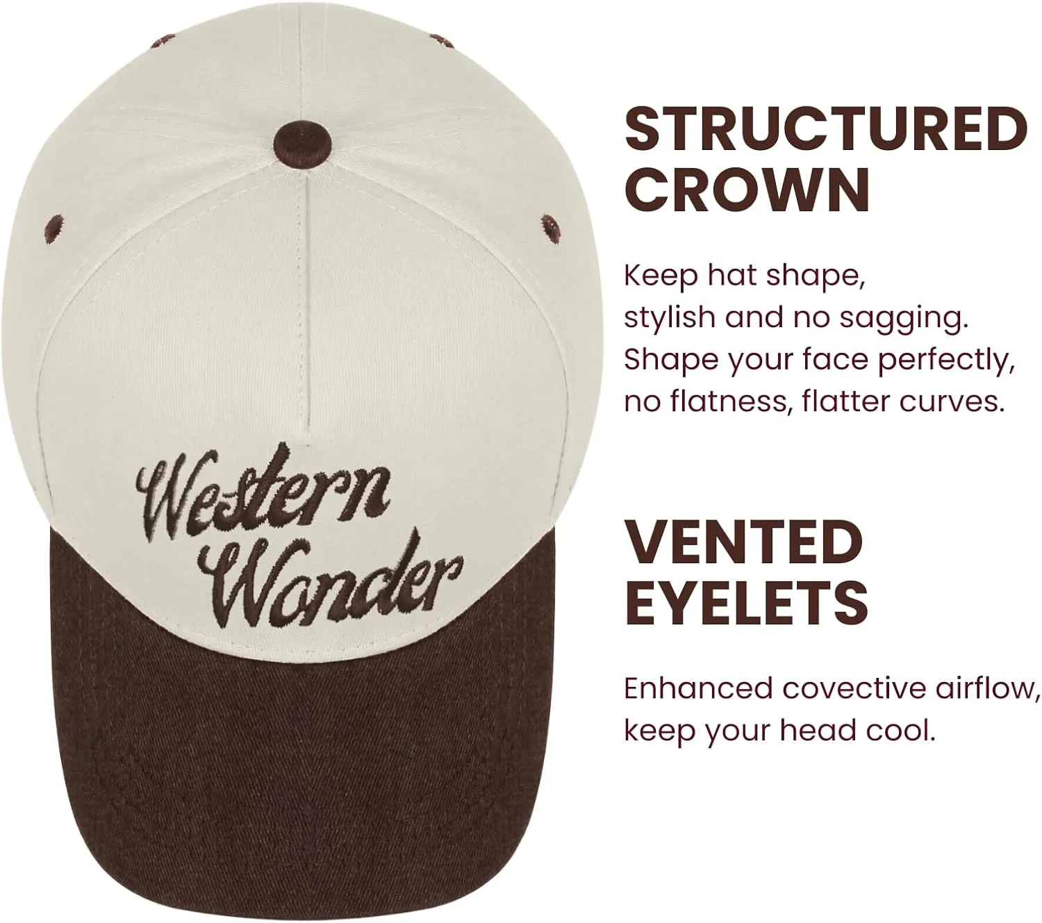 Trucker Hats for Men Women Vintage Two Tone Country Cowboy Hat Retro Western Snapback Cap