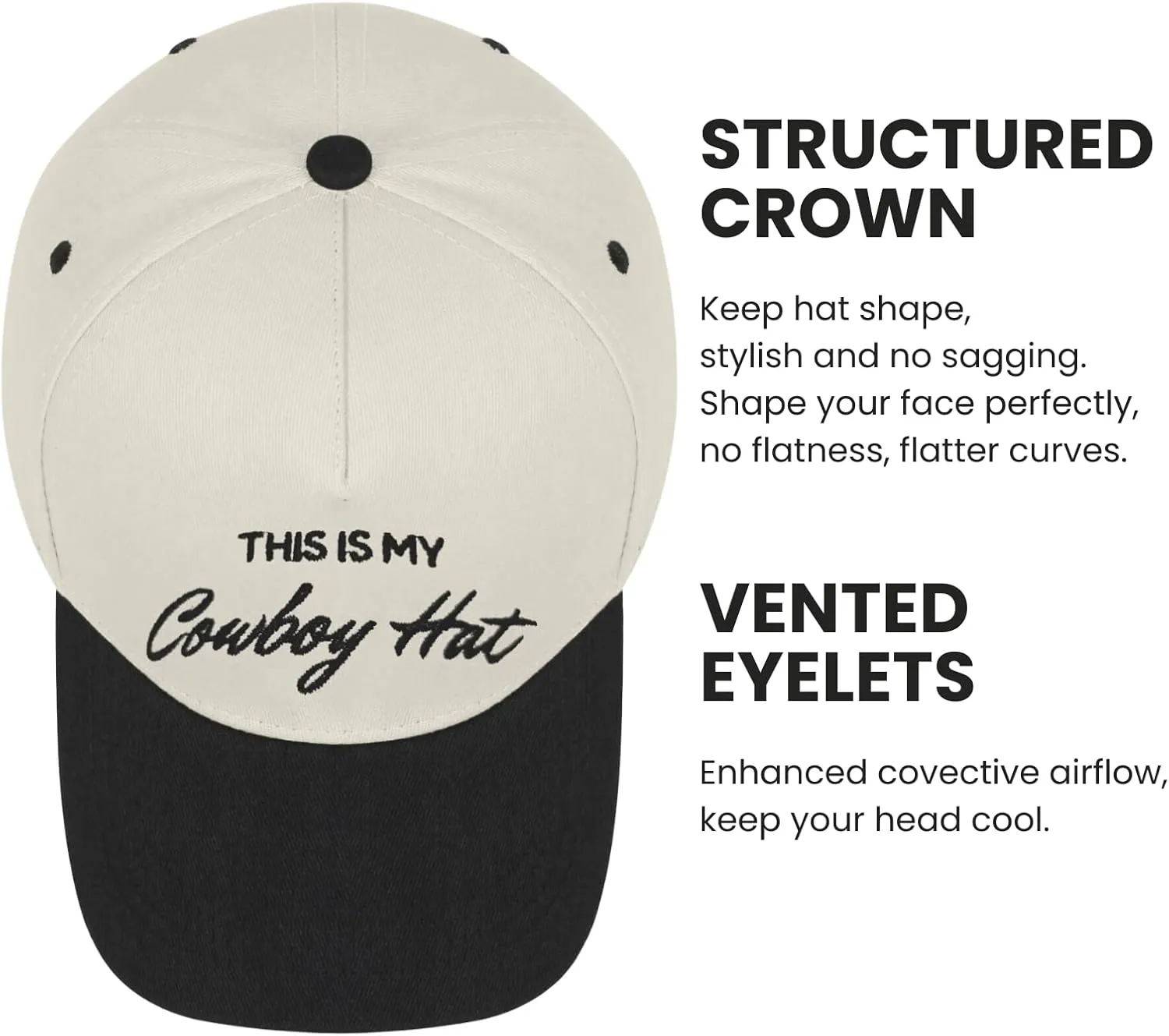 Trucker Hats for Men Women Vintage Two Tone Country Cowboy Hat Retro Western Snapback Cap