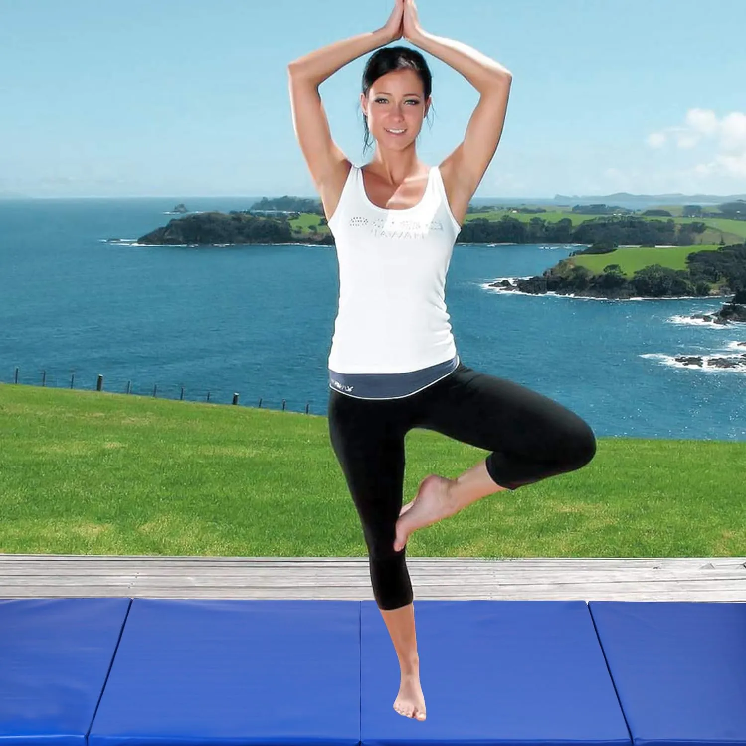 Tumbling Mats Gymnastics Tumbling Mats Foldable Foldable Yoga Mat Thick PU Leather Exercise Mat With Carrying Handles for home Workout outdoor Gymnastics Yoga Pilates