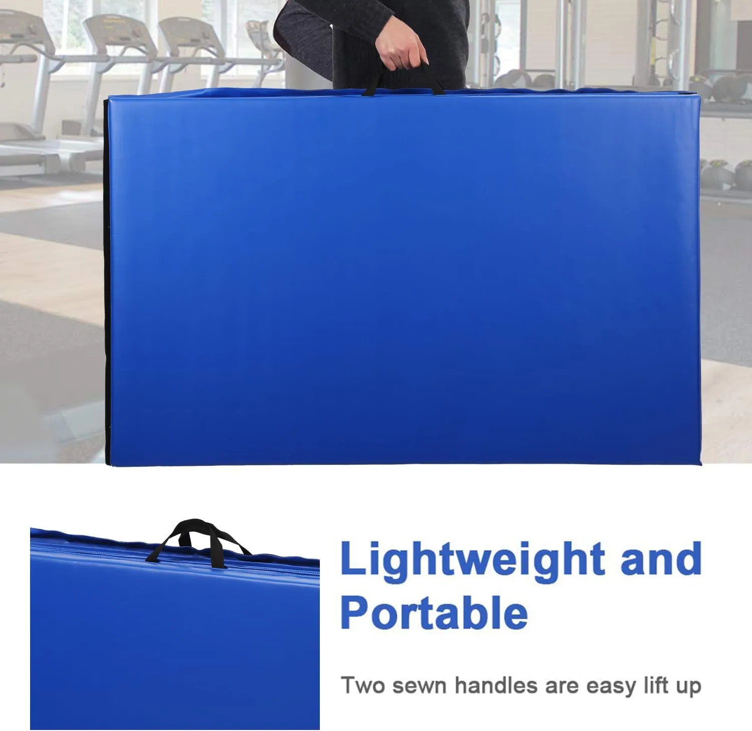 Tumbling Mats Gymnastics Tumbling Mats Foldable Foldable Yoga Mat Thick PU Leather Exercise Mat With Carrying Handles for home Workout outdoor Gymnastics Yoga Pilates