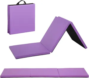 Tumbling Mats Gymnastics Tumbling Mats Foldable Foldable Yoga Mat Thick PU Leather Exercise Mat With Carrying Handles for home Workout outdoor Gymnastics Yoga Pilates