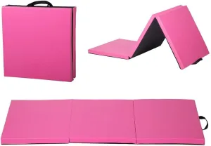 Tumbling Mats Gymnastics Tumbling Mats Foldable Foldable Yoga Mat Thick PU Leather Exercise Mat With Carrying Handles for home Workout outdoor Gymnastics Yoga Pilates
