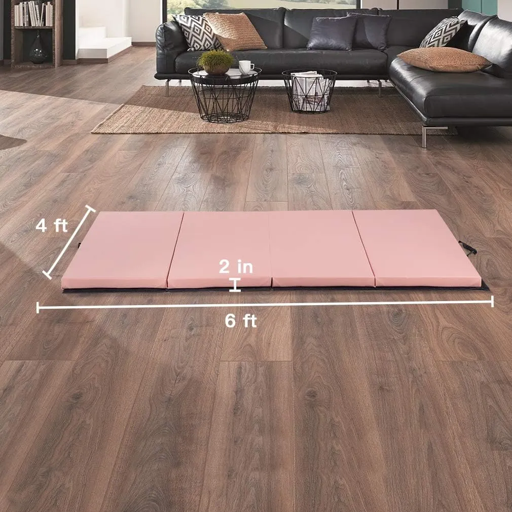 Tumbling Mats Gymnastics Tumbling Mats Foldable Foldable Yoga Mat Thick PU Leather Exercise Mat With Carrying Handles for home Workout outdoor Gymnastics Yoga Pilates