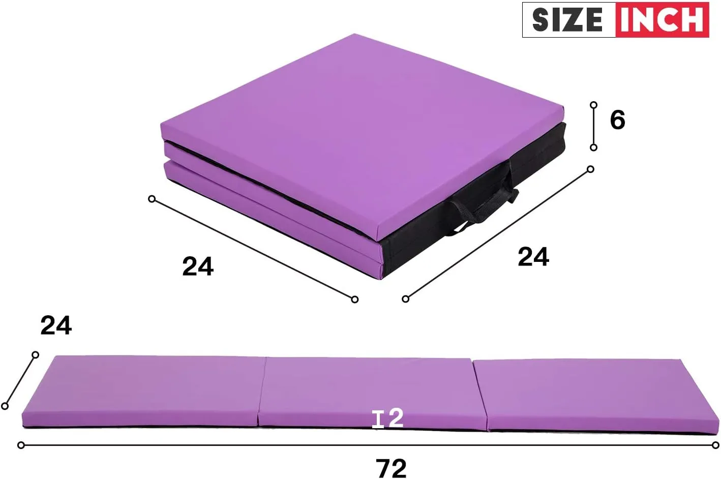 Tumbling Mats Gymnastics Tumbling Mats Foldable Foldable Yoga Mat Thick PU Leather Exercise Mat With Carrying Handles for home Workout outdoor Gymnastics Yoga Pilates