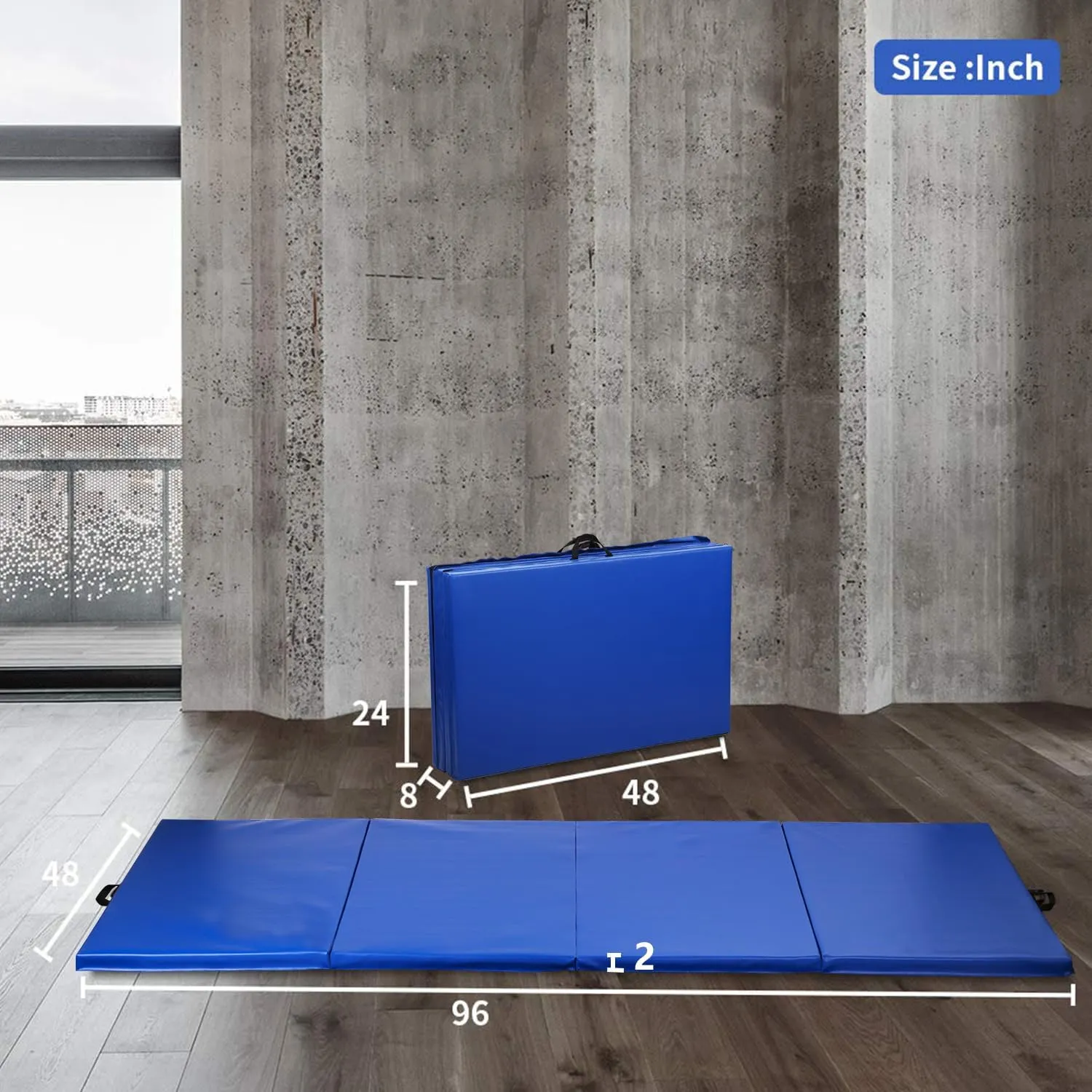Tumbling Mats Gymnastics Tumbling Mats Foldable Foldable Yoga Mat Thick PU Leather Exercise Mat With Carrying Handles for home Workout outdoor Gymnastics Yoga Pilates