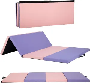 Tumbling Mats Gymnastics Tumbling Mats Foldable Foldable Yoga Mat Thick PU Leather Exercise Mat With Carrying Handles for home Workout outdoor Gymnastics Yoga Pilates